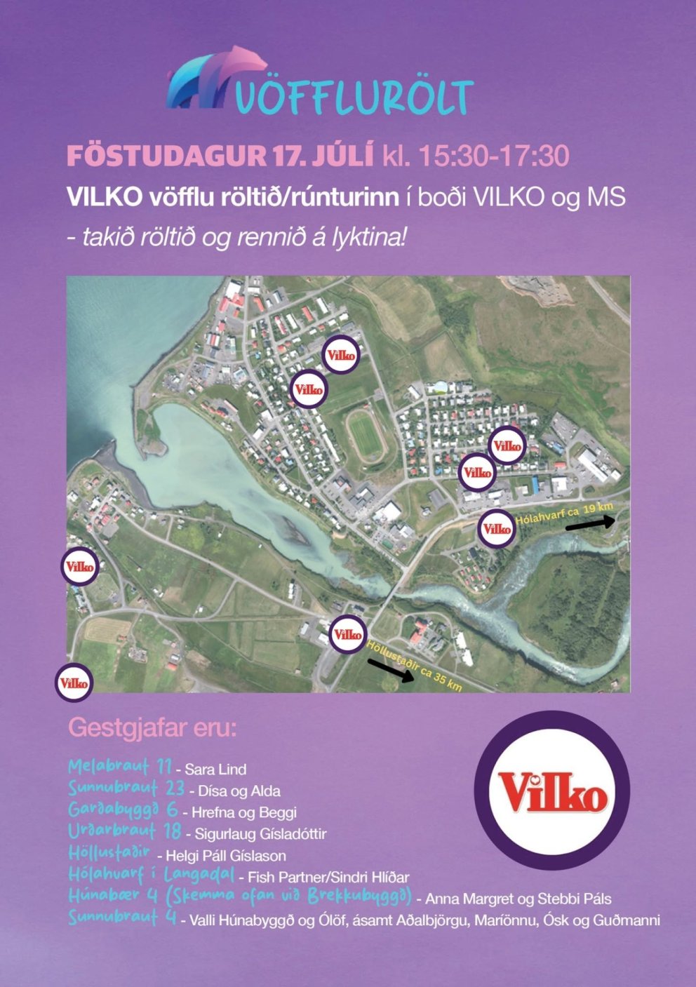 Kort yfir vöfflustöðvar. Mynd: Fb. Húnavaka.