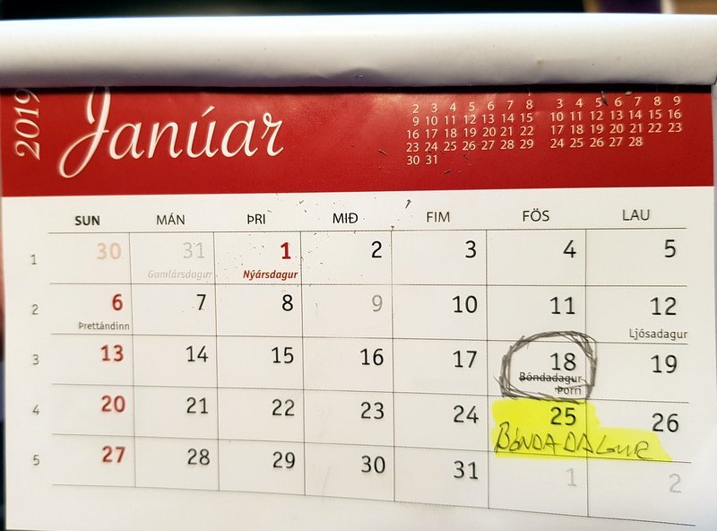 Bóndadagurinn 25. janúar og konudagur 24. febrúar