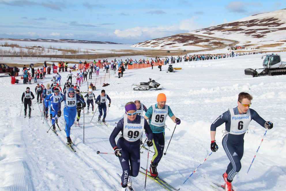 Frá keppni í skíðagöngunni í Fljótum í gær. MYND AF FACEBOOK-SÍÐU KEPPNINNAR