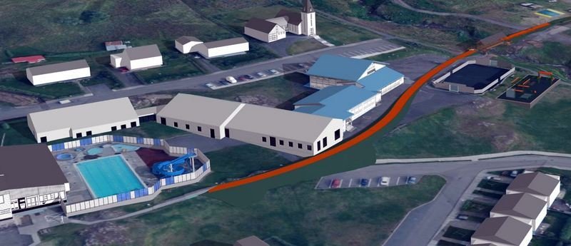 Viðbyggingin tengist eldra húsnæði skólans á norðurhlið. Mynd:hunathing.is