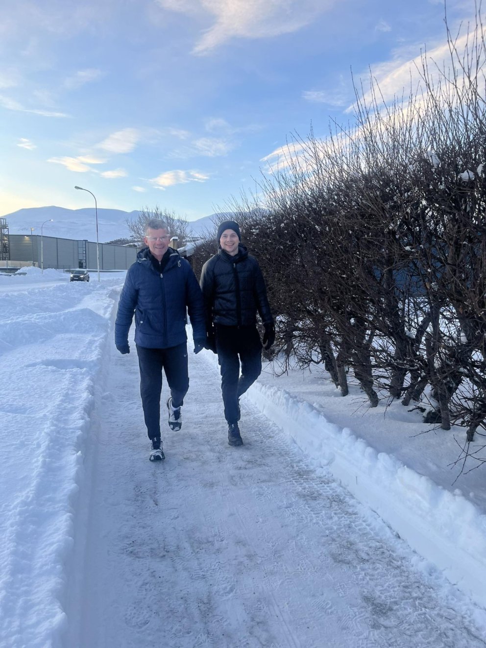 Feðgarnir Árni Stef. og Stefán Árna í hlaupinu á gamlársdag. MYNDIR AÐSENDAR