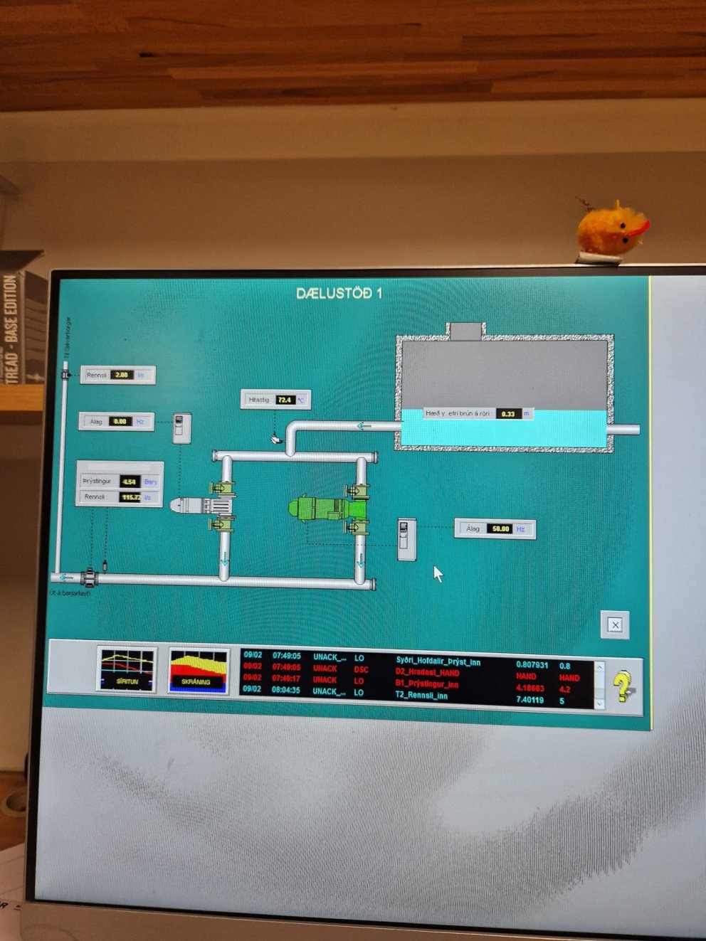 Mynd sem sýnir stöðuna á heita vatninu á Sauðárkróki nú í morgun. Mynd: Magnús H. Hinriksson