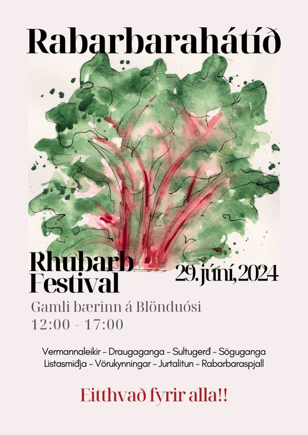 Plakat hátíðarinnar. Tekið af Facebooksíðunni Rabarbarahátíð.