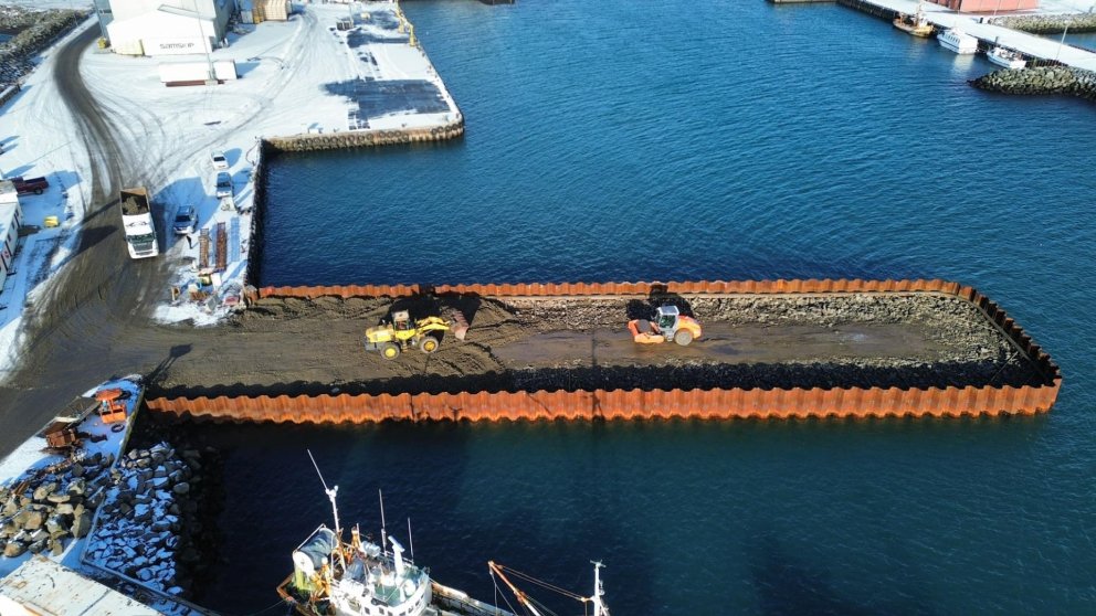 Yfirlitsmynd af framkvæmdum við Skagastrandarhöfn.MYND AÐSEND