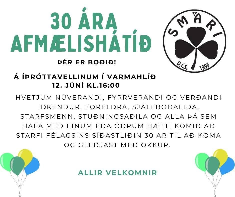 Afmælishátíð Smára í dag.