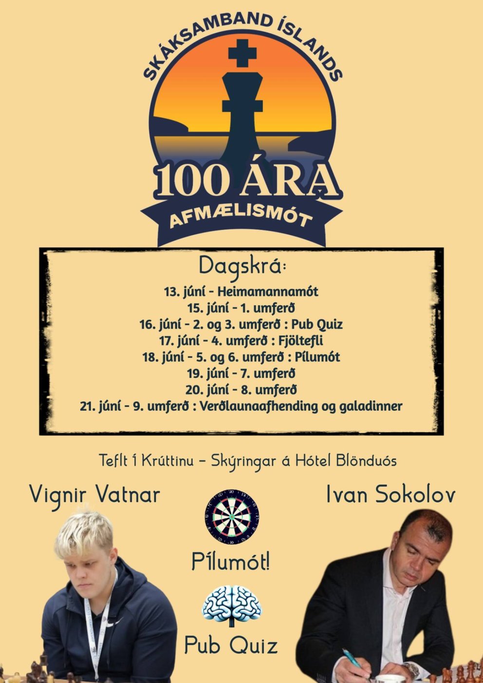 Kunnir stórmeistarar tefla fjöltefli.