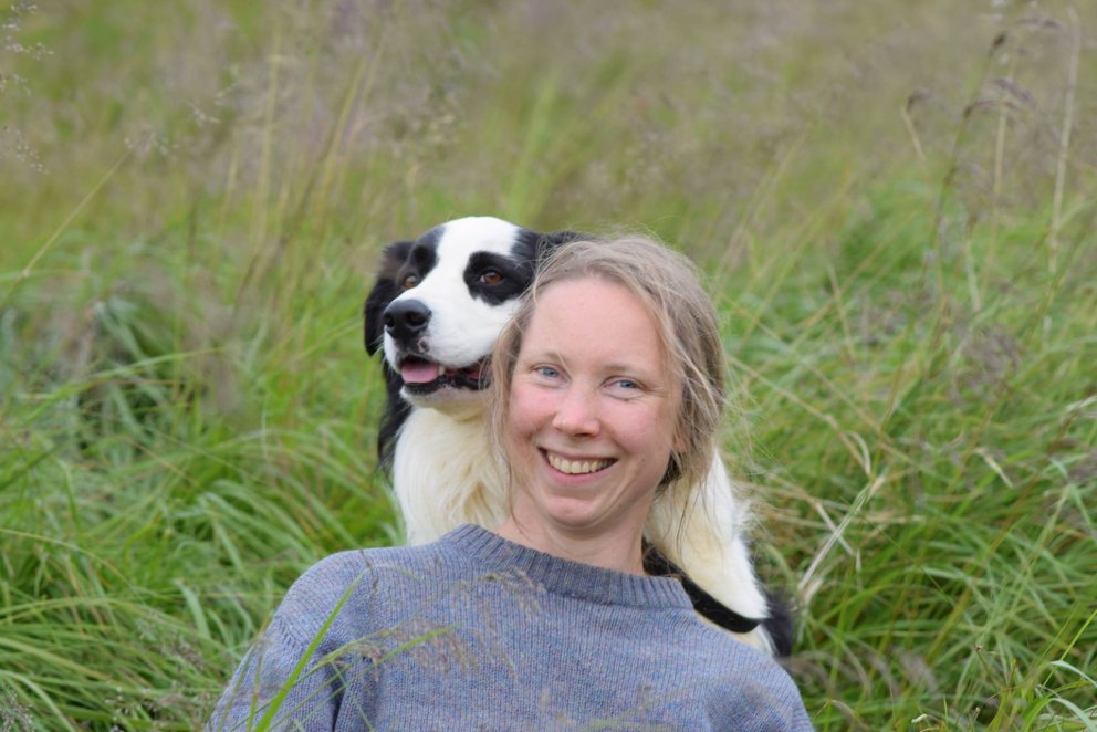 Karólína með góðum vini sínum, Baugi. MYND SIGURSTEINN BJARNASON