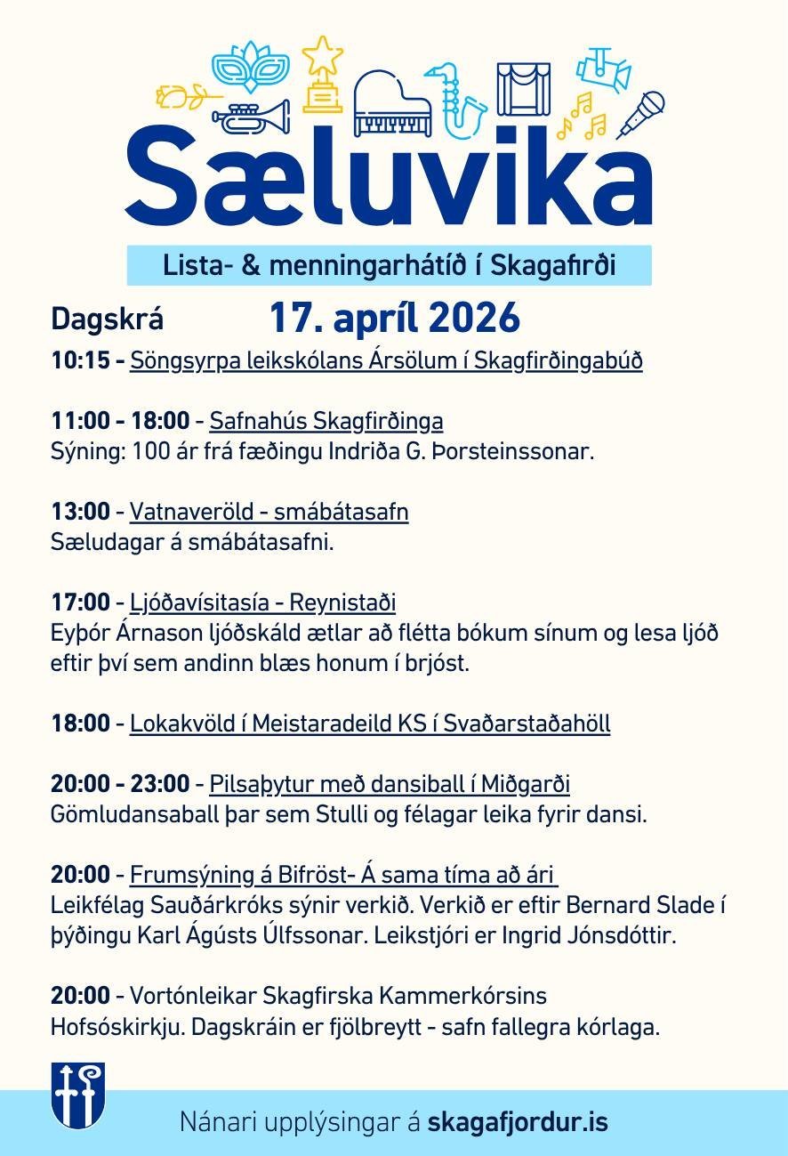 Dagsskrá dagsins. Mynd:skagafjordur.is