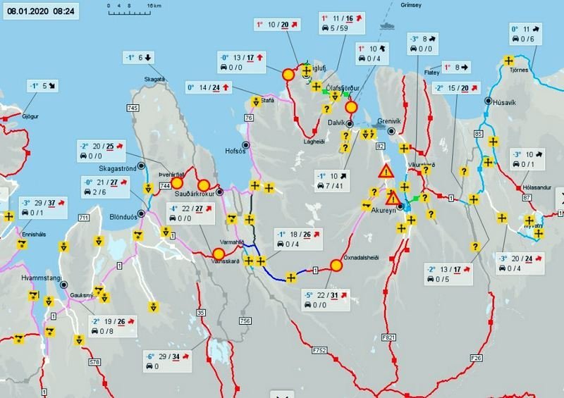 Eins og sjá má er ekki viturlegt að leggja upp í langferð á Norðurlandi.