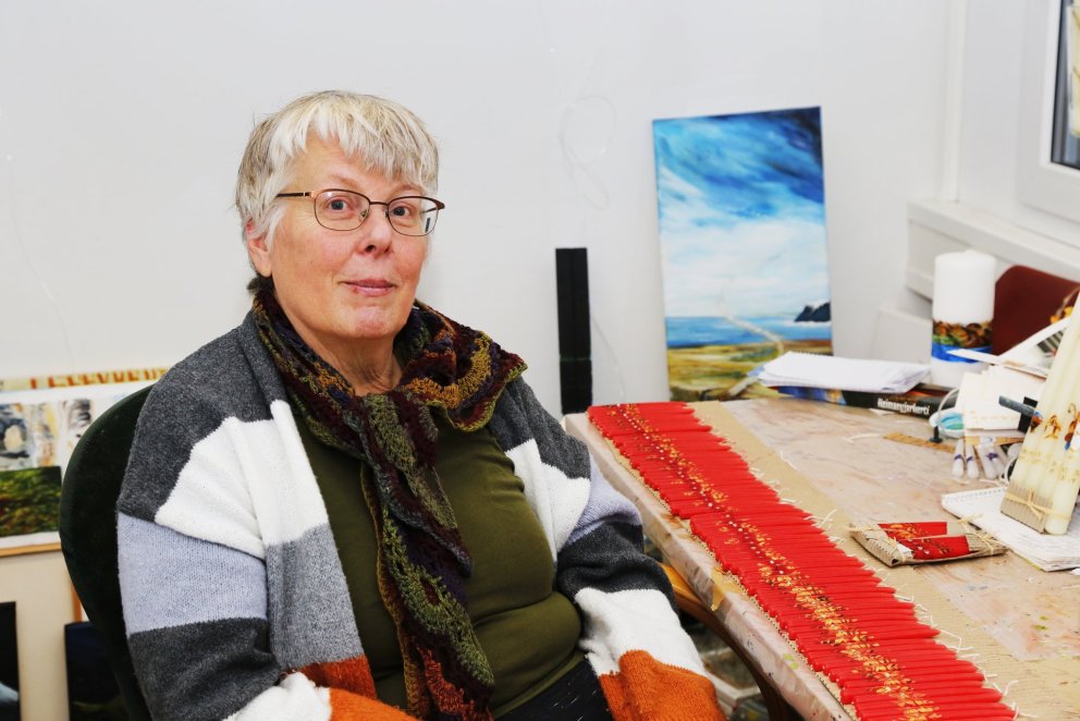 Dóra á vinnustofunni sinni. MYND GG