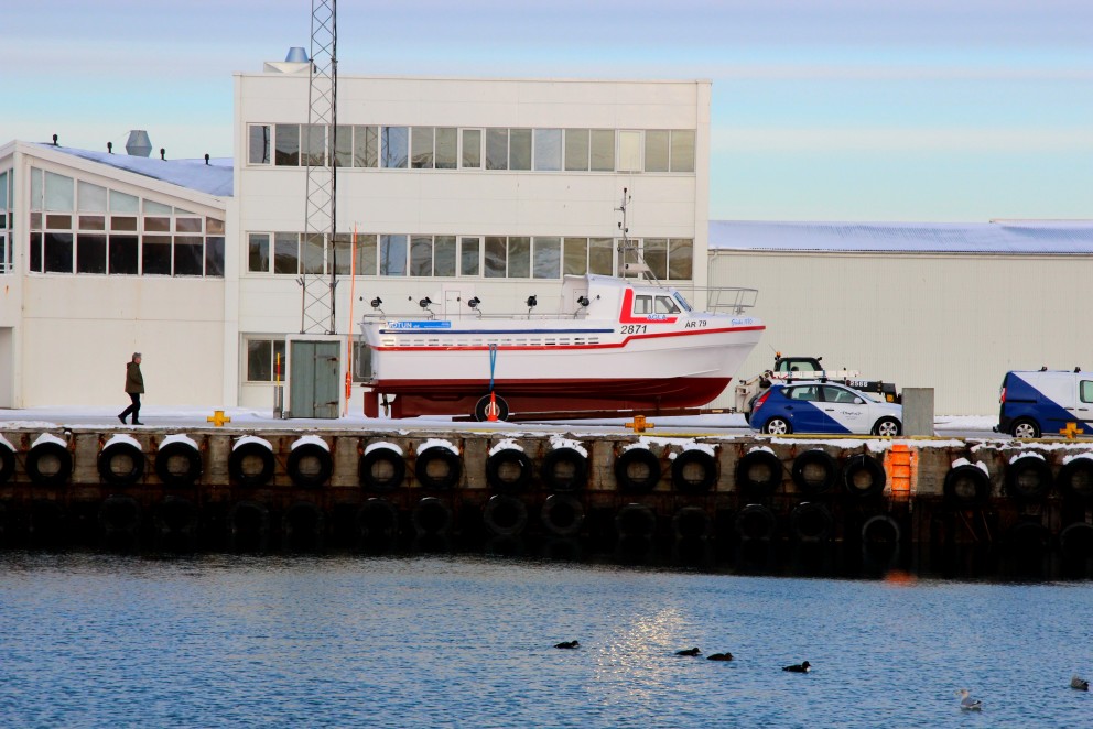 Fyrsti trefjaplastbátur Mótunar á Sauðárkróki sjósettur. Ljósm./SG