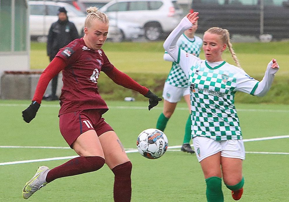 Aldís María kom liði Stólastúlkna í 2-0 snemma í síðari hálfleik. MYND: ÓAB