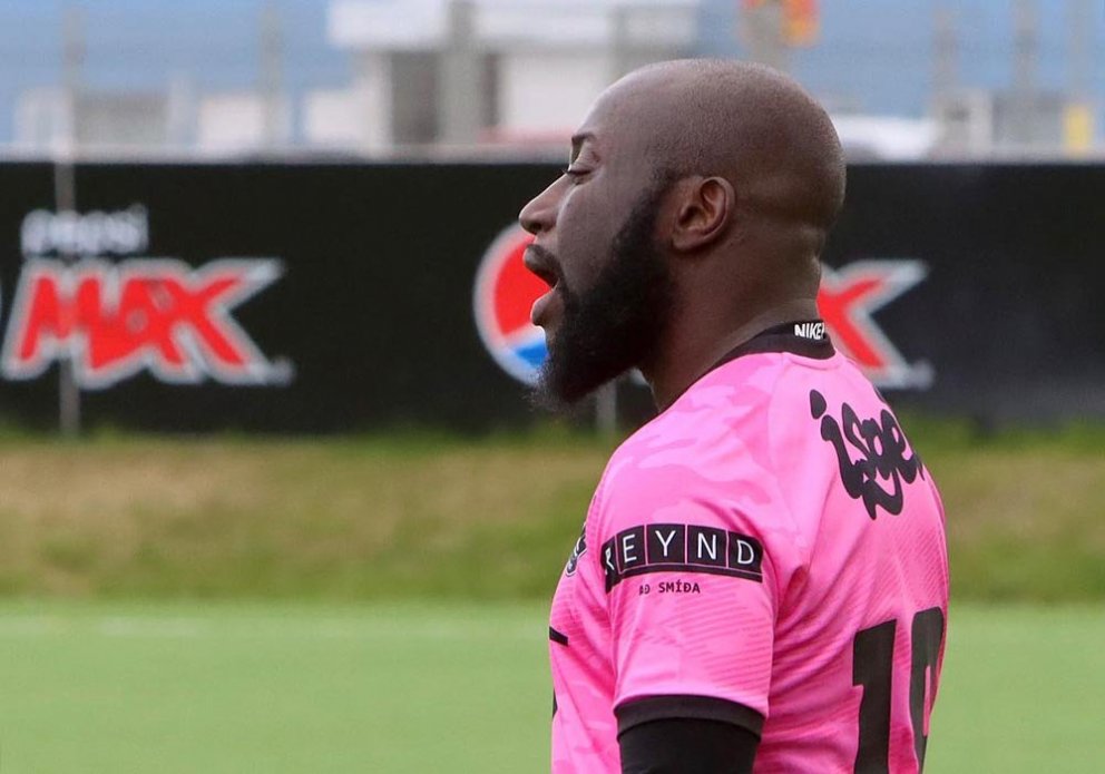 Aliu Djalo gerði þriðja mark heimamanna í gær. MYND: ÓAB