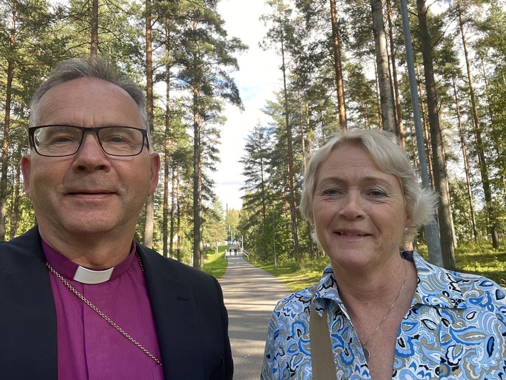 Gísli og Þuríður eiginkona hans í Mikkeli í Finnlandi í september. AÐSEND MYND