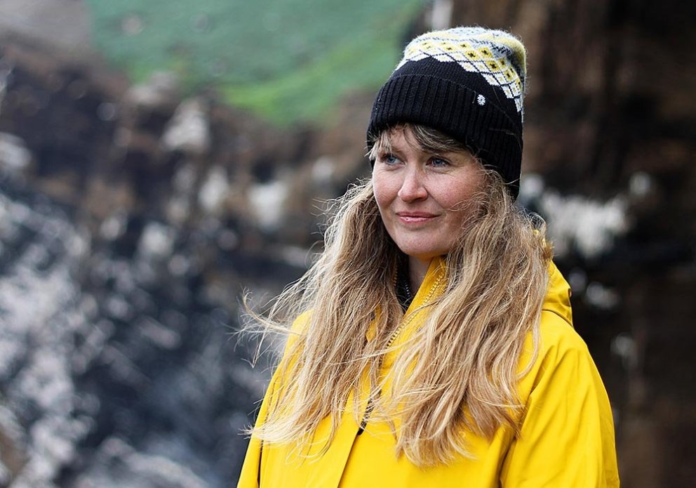 Rakel úti í Drangey í sumar. AÐSEND MYND