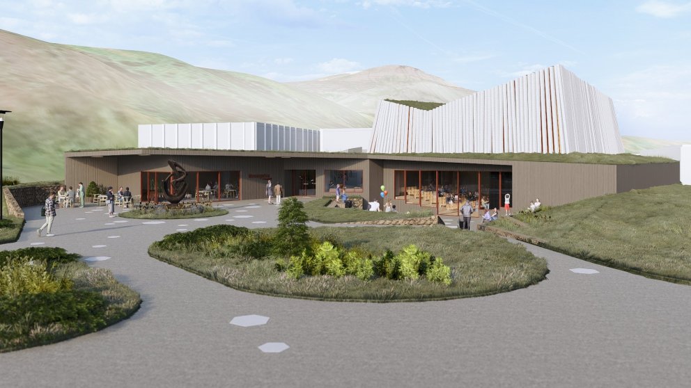 Hér má sjá hvernig nýtt menningarhús á Sauðárkróki mun lýta út. Fleiri myndir frá Arkís arkitektum má sjá hér fyrir neðan. Ef vel tekst til þá mega Skagfirðingar heldur betur verða ánægðir með nýtt og fallegt menningarhús á Flæðunum. MYNDIR: ARKÍS ARKITEKTAR