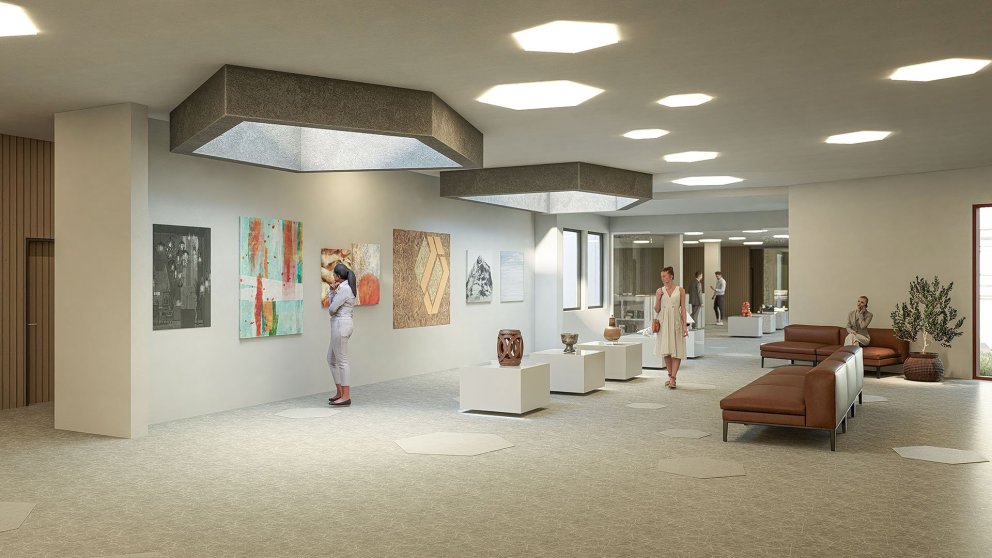 Hugmynd Arkís arkitekta af því hverni sýningarsalur í nýju menningarhúsi gæti litið út. MYND: ARKÍS ARKITEKTAR