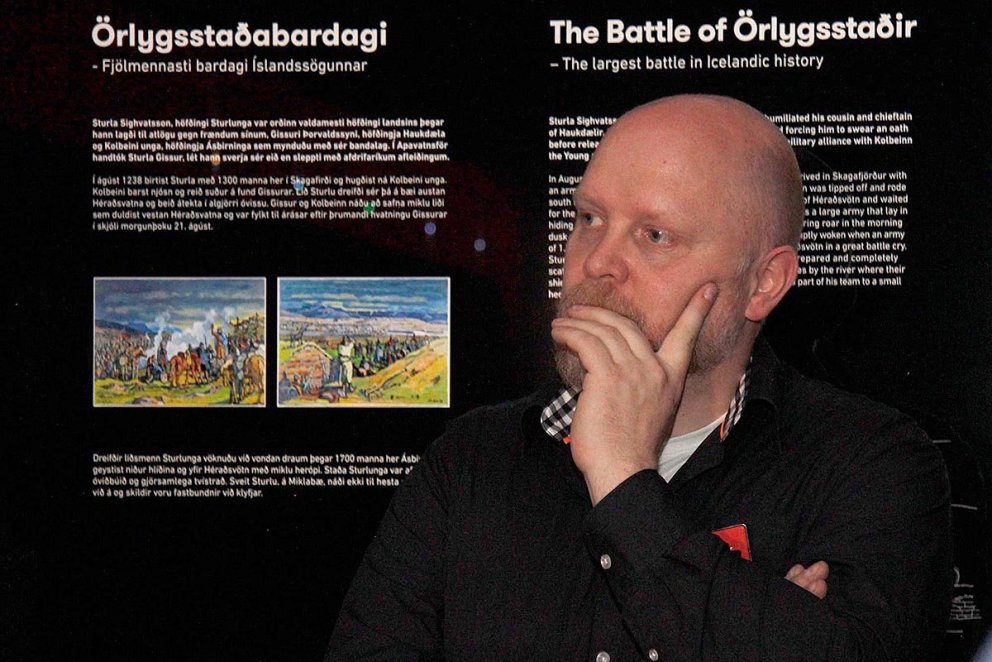 Áskell Heiðar íhugull við opnun 1238: Baráttan um Ísland vorið 2019. MYND: ÓAB