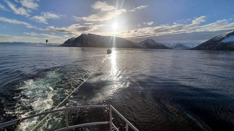 Sigurvin með bát í togi sem fengið hafði veiðarfæri í skrúfuna. Aðsend mynd.