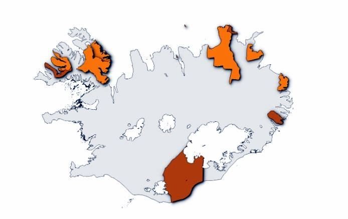 Á myndinni hér að ofan má sjá þau byggðarlög sem hafa tekið þátt í verkefninu Brothættar byggðir. Ljósu byggðarlögin njóta enn virkrar aðkomu Byggðastofnunar í verkefninu en dökku byggðarlögin hafa lokið þátttökutímabilinu með aðkomu Byggðastofnunar og vinna þau nú áfram að eflingu byggðarinnar, ýmist með samstarfi íbúa og sveitarfélagsins og í sumum tilvikum einnig viðkomandi atvinnuþróunarfélags. Mynd af byggdastofnun.is.