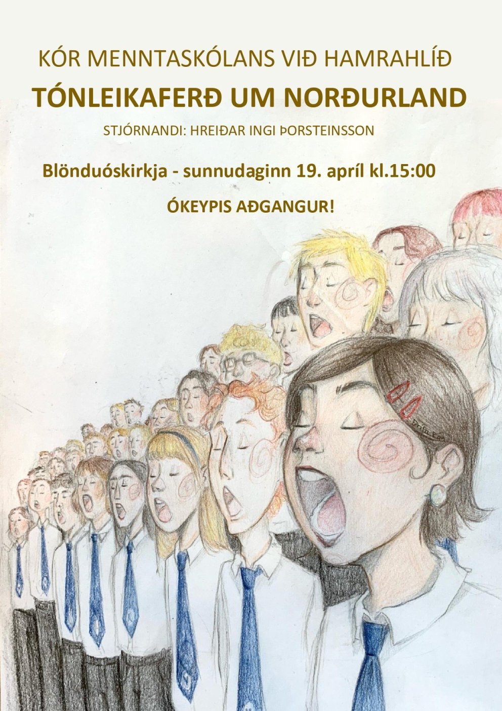 Söngurinn mun hljóma á Blönduósi. Teikning: Drífa Rán Solimene.