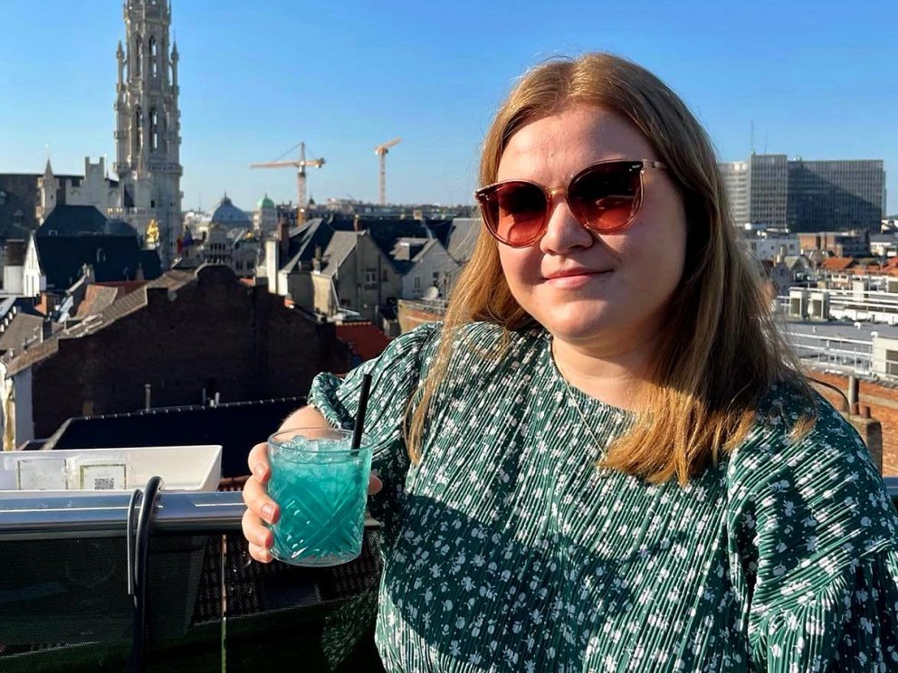 Kristín Kolka og Brussel í baksýn. AÐSENDAR MYNDIR