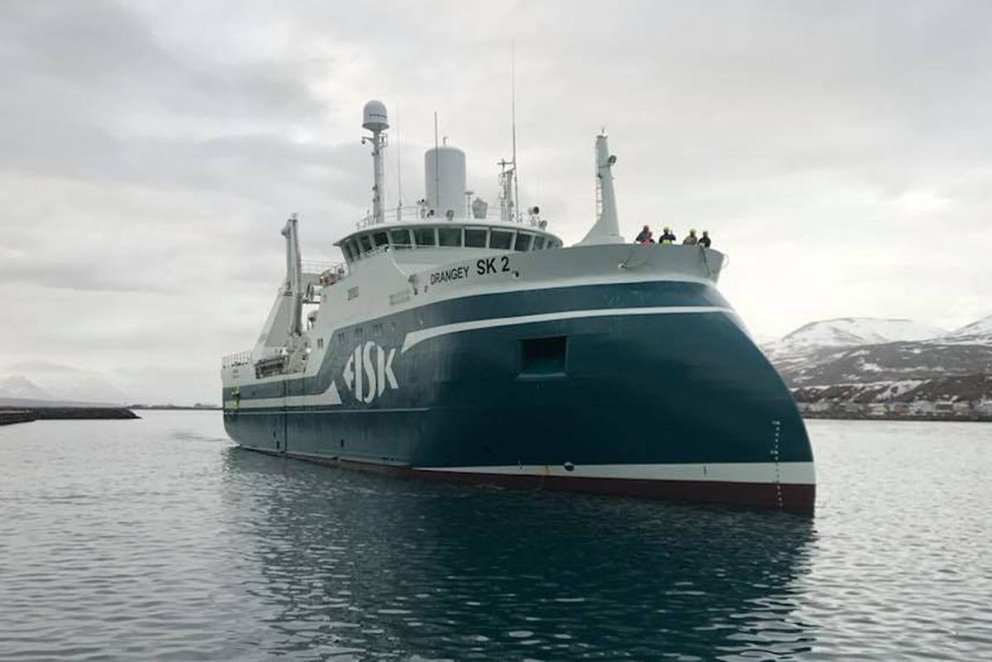 Drangey kemur til hafnar. MYND AF FISK.iS