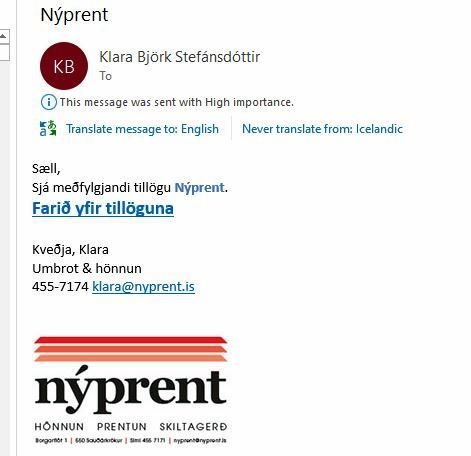Svona lítur svikapósturinn út. Alls ekki opna póstinn hafi hann borist í pósthólfið þitt.