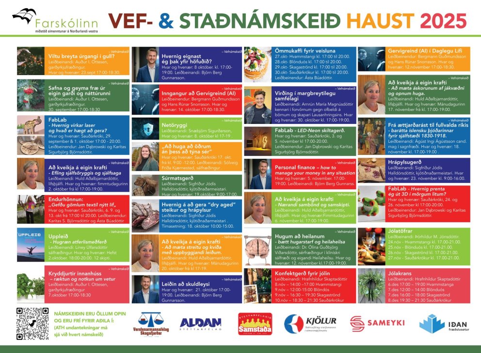 Fullt af frábærum námskeiðum á haustönn hjá Farskólanum