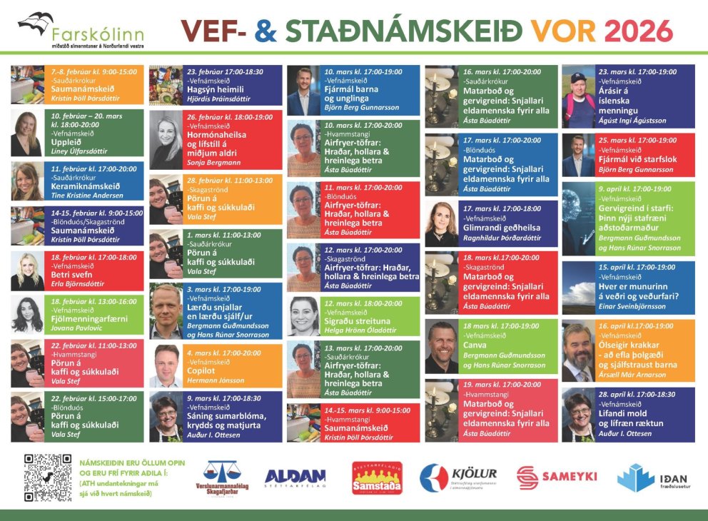 Vef- og staðnámskeið vorið 2026.