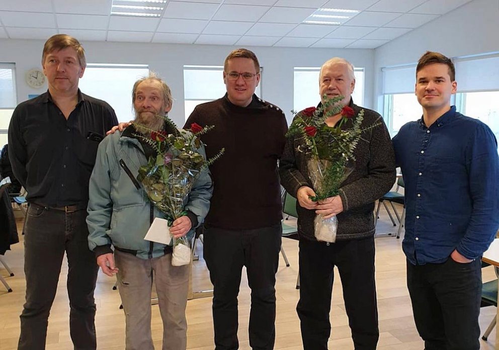 Guðni Ólafsson verkstjóri, Tryggvi, Friðbjörn Ásbjörnsson framkvæmdastjóri, Matthías og Ívar Örn Marteinsson verkstjóri. MYND: FISK.IS