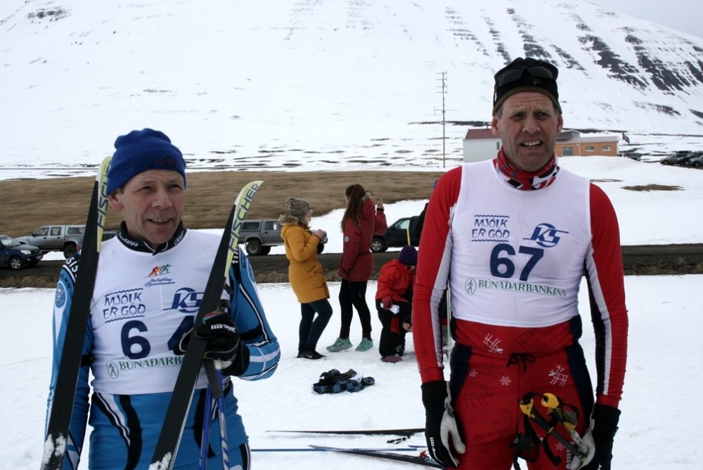 Kempurnar Magnús Eiríksson (t.v.) og Þórhallur Ásmundsson (t.h.) eru meðal margra skíðagöngukappa sem Fljótin hafa alið. Mynd: Örn Þórarinsson.