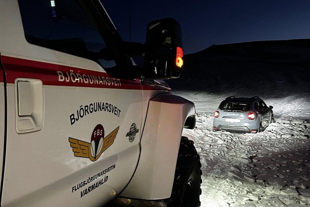 Flugbjörgunarsveitin mætt til aðstoðar í Mælifellsdal. MYND AF SÍÐU FLUGBJÖRGUNARSVEITARINNAR Í VARMAHLÍÐ