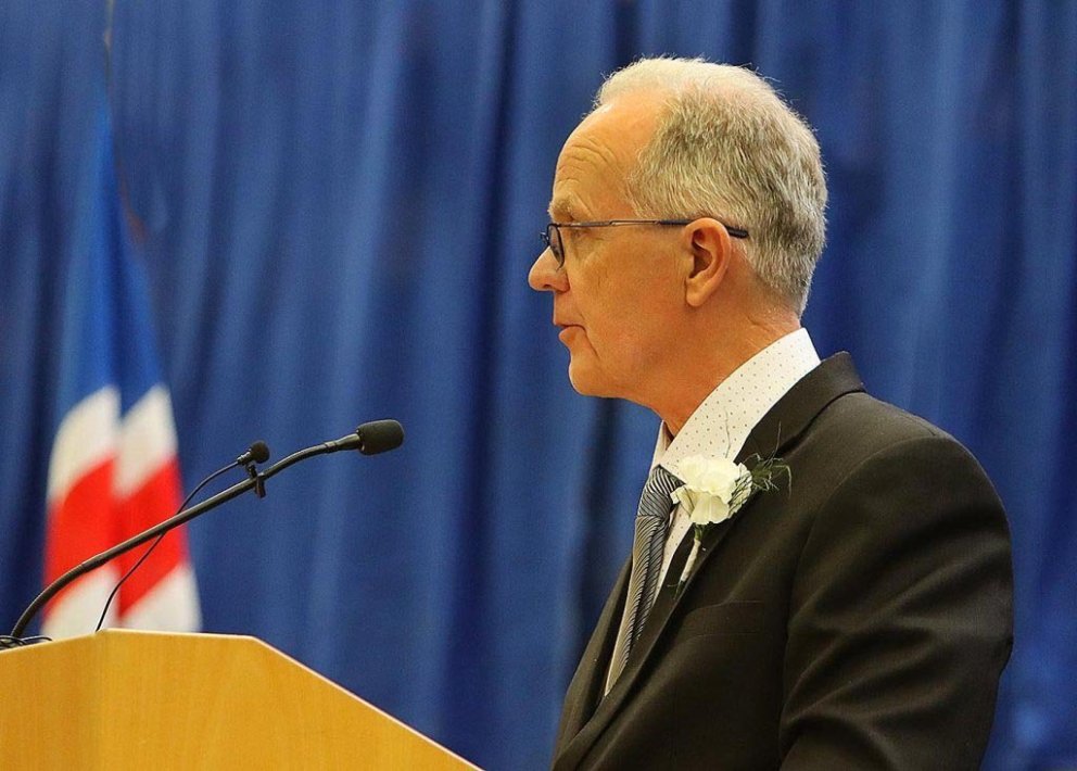 Þorkell flytur tölu við brautskráninguna í lok maí. MYND: ÓAB