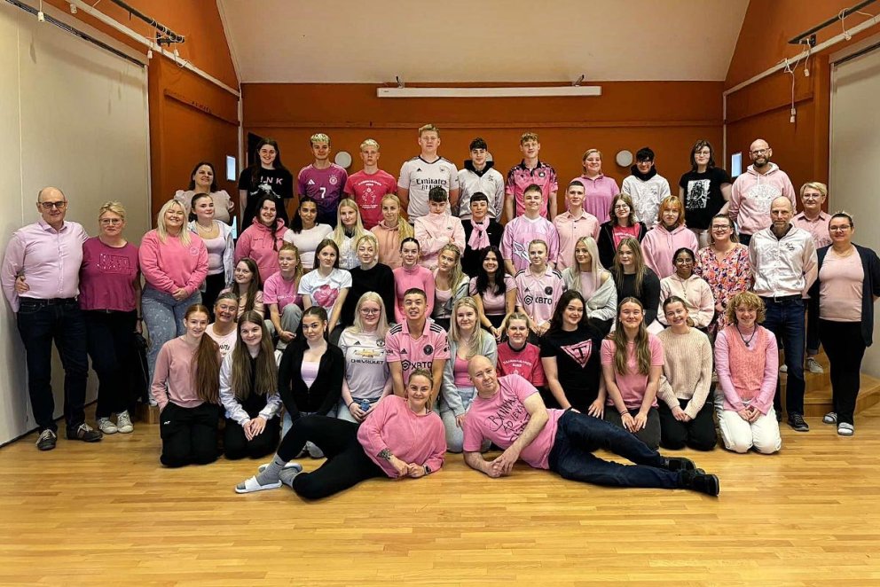 Nemendur komu saman á sal Bóknámshúss FNV í morgun. MYND: NEMÓ FNV