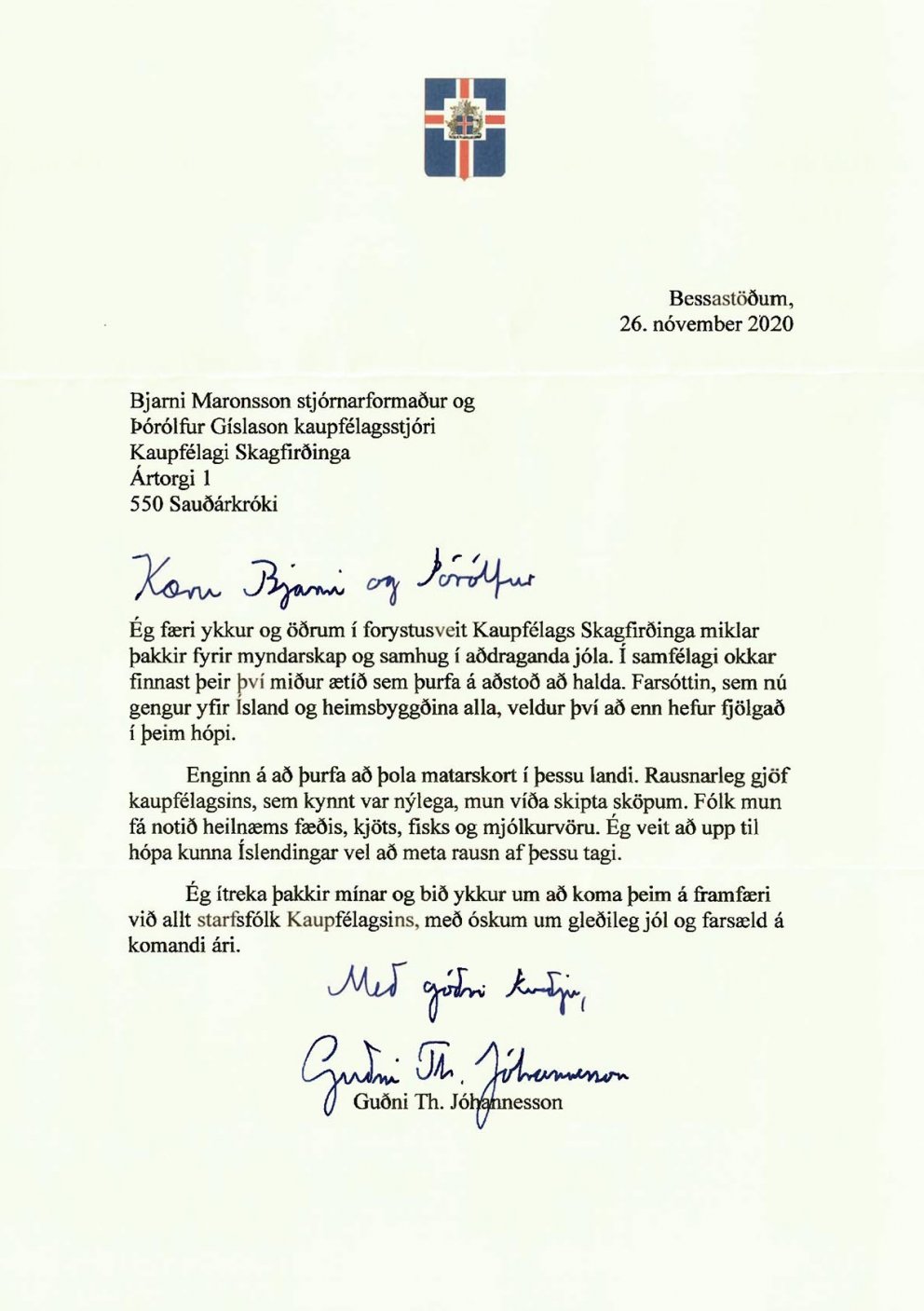 Bréf forseta Íslands.