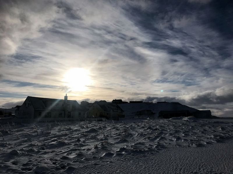 Vetrarstemning í gamla bænum á Blönduósi. Aðsend mynd.