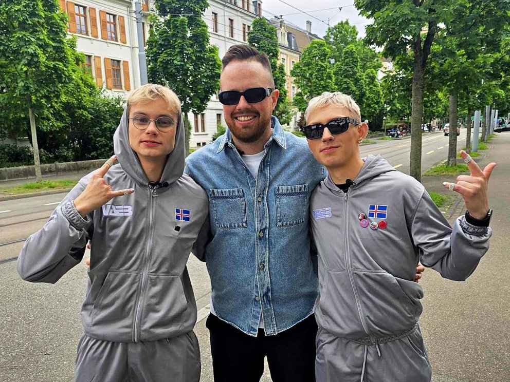 Gunni Birgis og VÆB-bræður í Basel í Sviss. Gunni er þessi í miðjunni. MYND AÐSEND