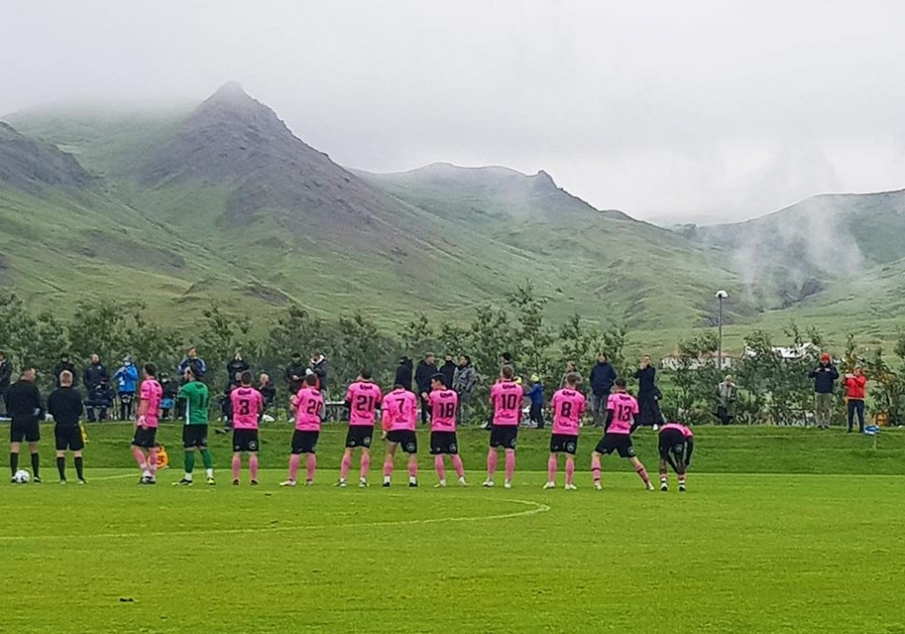 Liðsmenn Kormáks Hvatar í upphafi leiks. MYND: STUÐNINGSMENN K/H