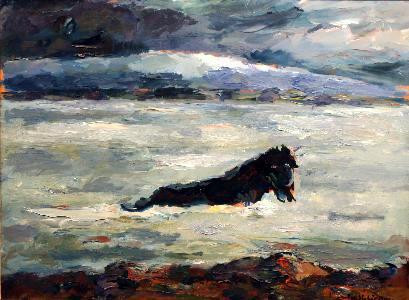 Hestur í jökulvatni eftir Jón Stefánsson. Mynd: Listasafn ASÍ