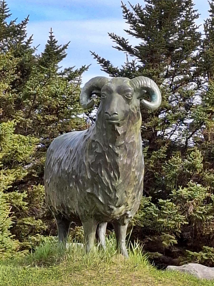 Þetta er hann Tungukotsmóri sem er listaverk eftir Ólöfu Nordal sem er á lóð Heilbrigðisstofnunarinna. Hann á að minna íbúa á að hlúa vel að stofnuninni. MYND: GUÐMUNDUR HAUKUR