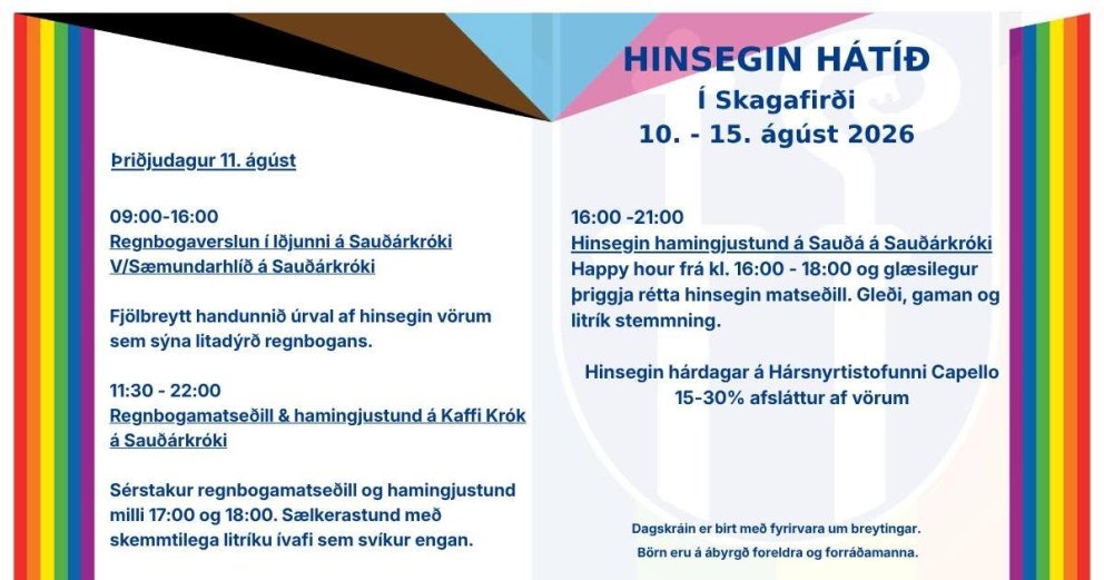 Dagsskrá þriðjudagsins. Mynd: facebook.