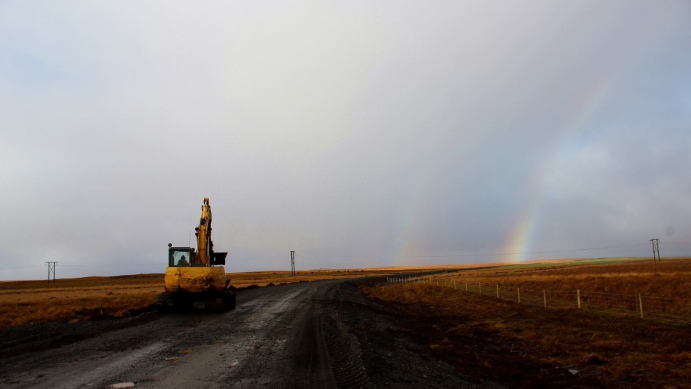 Frá hitaveituframkvæmdum í Miðfirði í október. Mynd: BÞ.