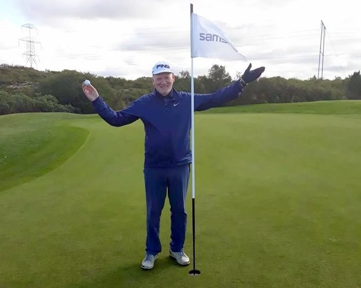 Á 4. flöt Urriðavallar fyrir tveimur vikum. Mynd af Facebook.