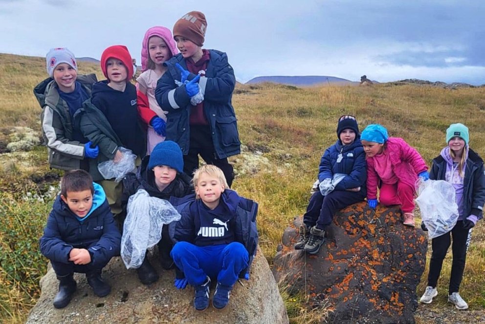 Hluti nemenda Höfðaskóla í góðum fíling. MYND AF SÍÐU HÖFÐASKÓLA