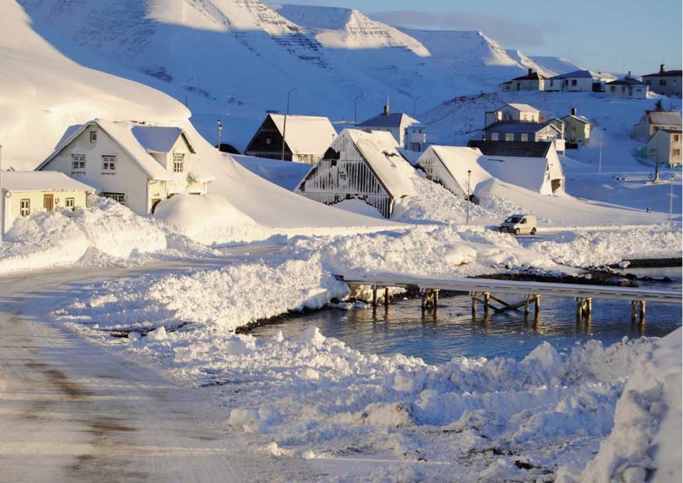 Notaleg vetrarstemning í Kvosinni á Hofsósi. Mynd: farmholidays.is.