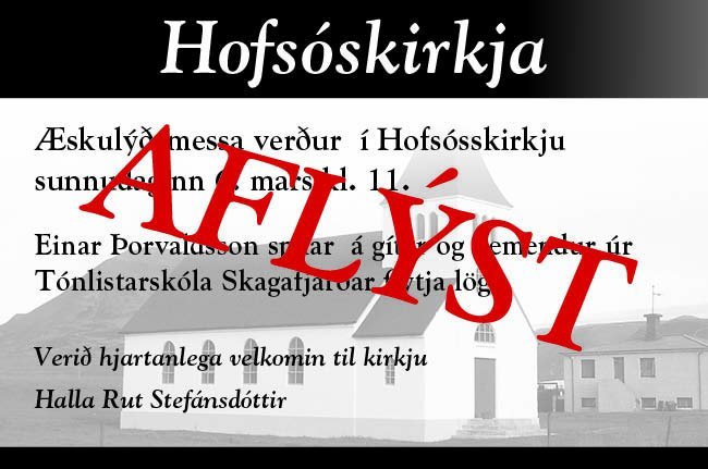 Messa í Hofsóskirkju aflýst