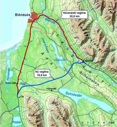 Hugmynd Samgöngufélagsins að Húnavallaleið.