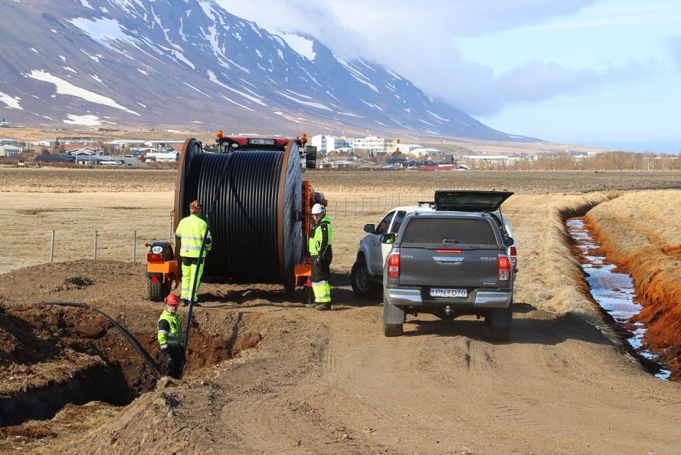 Framkvæmdir við útdráttinn að hefjast. MYNDIR: ÓAB