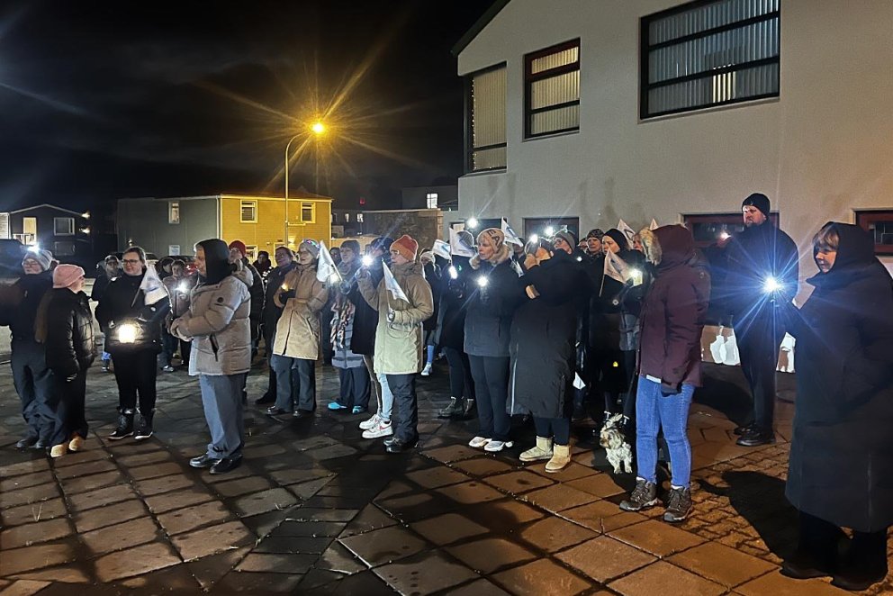 Frá samstöðufundinum í gærkvöldi. MYNDIR: ÁLFHILDUR LEIFSDÓTTIR